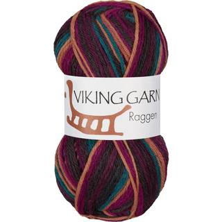 Viking Raggen 756 Multi lilla/okker Indhold: 70% superwash uld, 30% nylon Vægt/længde: 150 g = ca. 225 meter Anbefalede pinde: 4.5 mm Strikkefasthed: 10 x 10 cm = 19 m Vask: Kan vaskes i vaskemaskinen 40°C / tørres fladt.