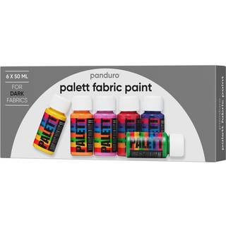 Fabric Paint set 6×50 ml, dækkende tekstilfarver til mørkt stof