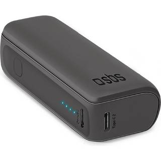 SBS NanoTube Powerbank m. USB-A & USB-C 10W - 5.000 mAh - Sort