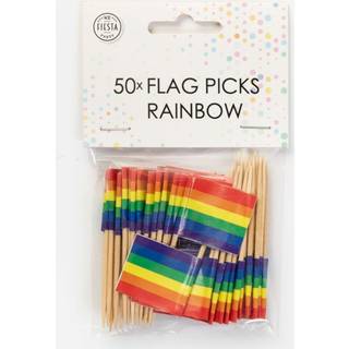 Flag Sticks Regnbue - 50 Stk. 6,5 cm ca.