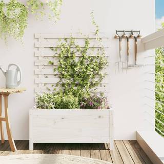 plantekasse med stativ 79x39,5x114 cm massivt fyrretræ hvid