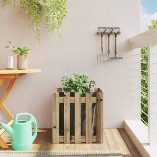 plantekasse med stakitdesign 70x70x70 cm massivt fyrretræ sort