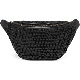 Læder bumbag dekoreret med flet / 15798 - Black (Nero) - Onesize