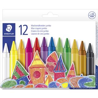 STAEDTLER Noris Club jumbo 229 voksfarver, 12 stk Designet specielt til små børns hænder. Papirhylster med navnefelt. Indeholder 12 assorterede farver.