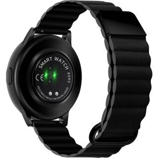 Smartwatch Rem 20mm Magnetisk Litchi Læder - Grå / Sort