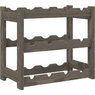 vinreol til 12 flasker massivt fyrretræ grå