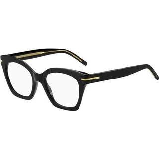 Stel til briller med styrke fremstillet af sort acetat med guldfarvet metal