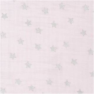 Musselin-Druckstoff Nostalgic Christmas Sterne rosa-metallic 50x140cm - Rosa