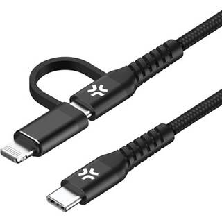 Celly 2-i-1-kabel USB-C - USB-C/Lightning 100W 2m Svart