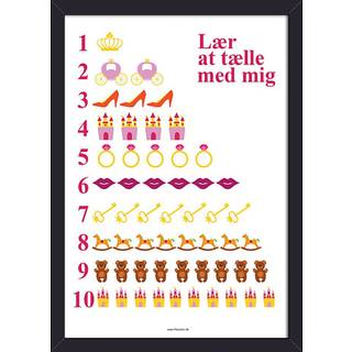 Salling Lær at tælle plakat med sort glasramme 21x29,7 cm (På lager i varehus)