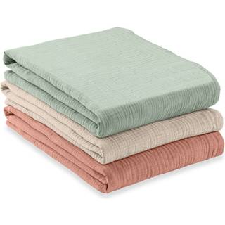 Hauck Cuddle N Clean Tæppe/ Stofble i Musselin 3-pak, Sage/Beige/Cork