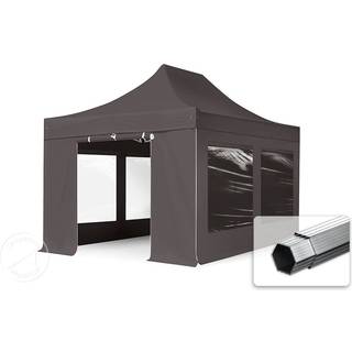 3x4,5m, aluminium, easy-up-pavillon, 4 sidedele, mørkegrå - (600204)