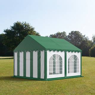 4x4m, Partytelt, PVC-teltdug, grøn og hvid, med bundramme - (7224)