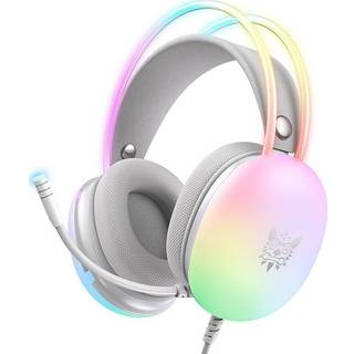 Onikuma X25 Gaming Headset med LED og støjreducerende mikrofon - Hvid - Hvid
