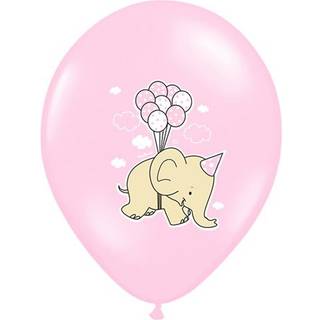 50 stk. Balloner 30 cm elefant pastel babylyserød mix – charmerende dobbelttryk &amp; prikker