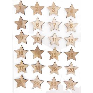Holzsticker Adventskalender Sterne 1-24 - Natur
