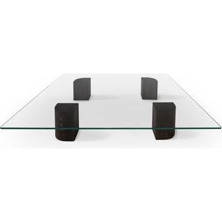 Friends & Founders Quarter Loungebord Røget Eg 70x120 Cm - Sofabord Glas Klar - 2153-06