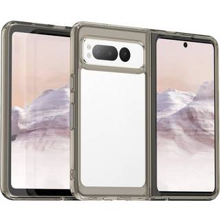 Google Pixel Fold Hybrid Plastik Bagside Cover - Gennemsigtig / Grå