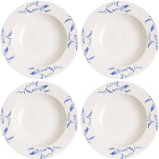 Scandi Living Havspil dyb tallerken 23 cm, 4 stk. blå-hvid