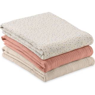 Hauck Cuddle N Clean Tæppe/ Stofble i Musselin 3-pak, Beige Dots/Cork/Beige