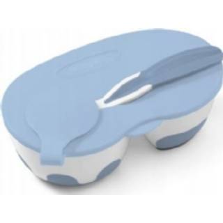 BabyOno Be Active Two-chamber Bowl with Spoon spisesæt til babyer Blue 2 stk. - 2 stk.