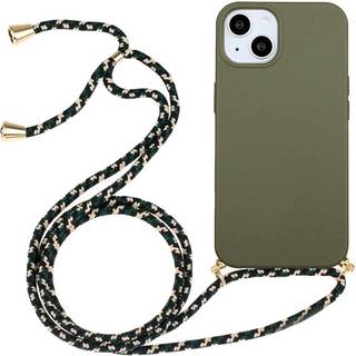 iPhone 15 Plus Fleksibelt Plastik Cover m. Snor / Strop - Army Grøn