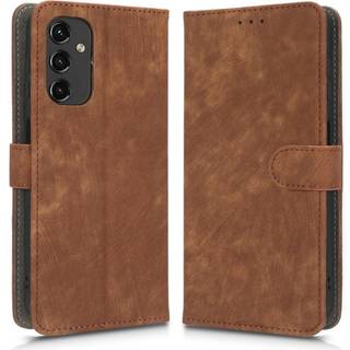 SKALO Samsung A14 4G/5G Flip Cover m. pung i PU-læder - Brun