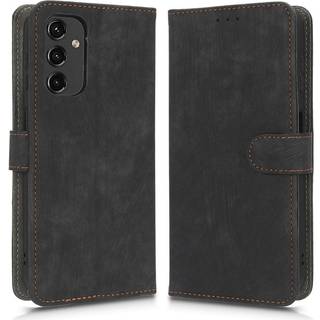 SKALO Samsung A14 4G/5G Flip Cover m. pung i PU-læder - Sort