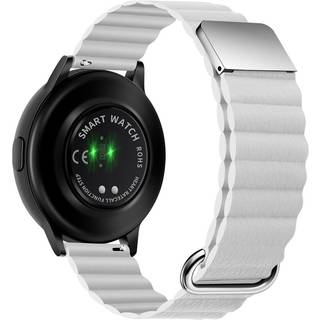 Smartwatch Rem 20mm Magnetisk Litchi Læder - Hvid / Sølv