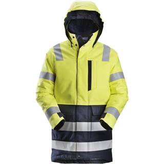 Snickers 1860 protecwork, high-vis vinterparka, klasse3 gul/navy XL lang