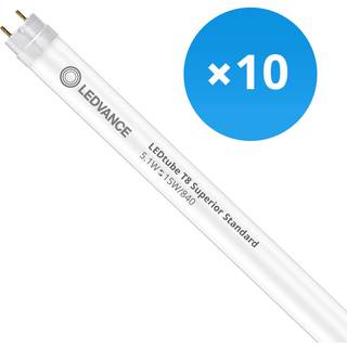 Fordelspakke 10x Ledvance LED Lysrør T8 Superior (EM/Mains) Standard Output 5.1W 900lm - 840 kold hvid | 44cm - erstatter 15W