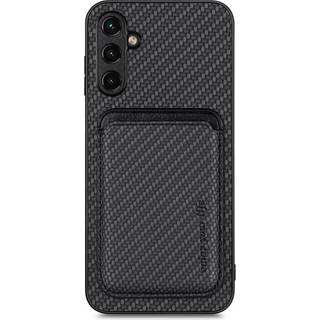 SKALO Samsung A54 5G Carbon Fiber Cover med kortholder - Sort