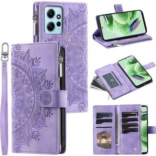 SKALO Xiaomi Redmi Note 12 4G Big Wallet Mandala Pungetaske - Lilla