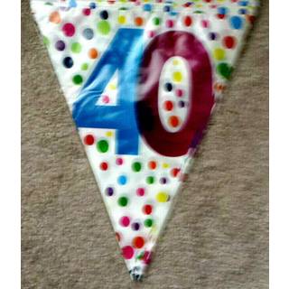 Farbenfrohe Happy B-Day 40 Wimpelgirlande 10m