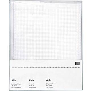 Zählstoff Aida weiß 5,4 Stiche/cm 40x40cm - Weiß