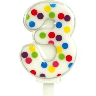 Konfetti Zahlenkerze Nr. 3 (6,5cm)
