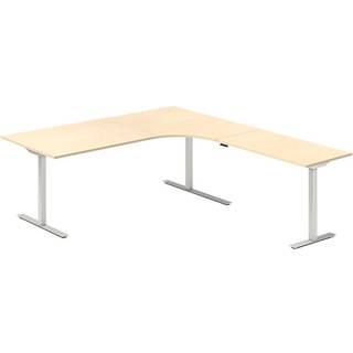 Hæve-sænkebord DNA, Birk 2000x2200 mm Højre 3-ben/Alugrå