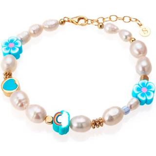Kora - Blå Perlearmbånd Forgyldt