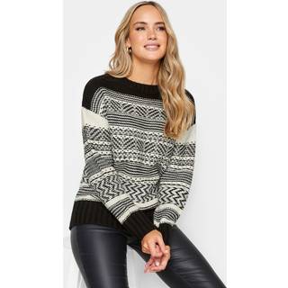 Lts Tall Black & White Fairisle Jumper 14-16 Lts | Tall Women's Sweaters & Jumpers