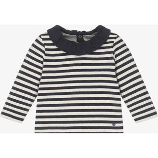 Petit Bateau Stribet Langærmet T-shirt Navyblå 12 Months Marineblå 12 måneder kvinde