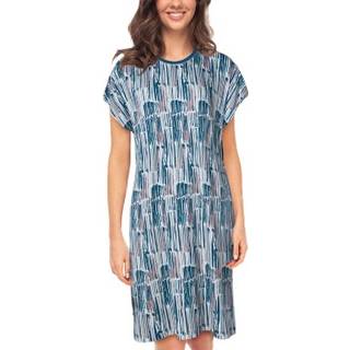Lady Avenue Soft Bamboo Big Shirt W Shortsleeve - Blue Pattern - XX-Large