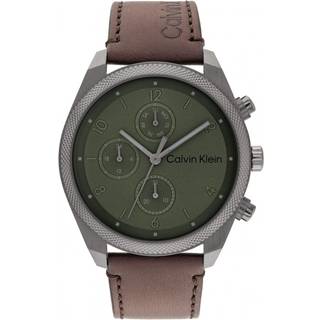 Multifunction Leather Strap Watch - Grey - One Size