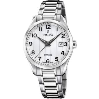 Festina Swiss Made dameur i stål med lys urskive