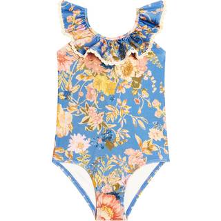 Zimmermann Kids August ruffled floral swimsuit - blue - Y 10