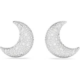 Luna Ohrclips, Mond, Weiß, Rhodiniert