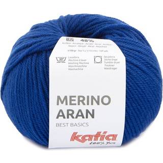 Katia Merino Aran 104 Mint Indhold: 52% superwash merinould, 48% akryl Vægt/længde: 100 g = ca. 155 meter Anbefalede pinde: 4.5-5.5 mm Strikkefasthed: 10 x 10 cm = 16 m x 20 p Vask: Finvask 30℃ / Kan tørretumbles.
