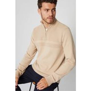 Threadbare Threadbare Neutral Rib Detail Knitted Quarter Zip Jumper