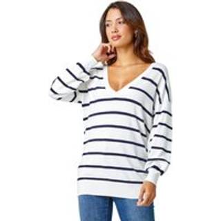Roman Roman White Stripe Print Knitted Jumper