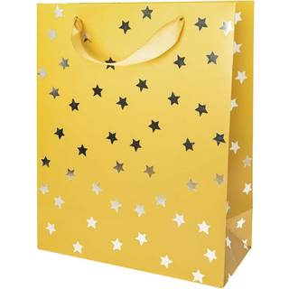 Paper Poetry Geschenktüte Nostalgic Christmas Sterne senf 26x32x12cm - Gelb