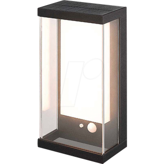 V-Tac 1W Solcelle væglampe LED - Sort, sensor, IP54 - Dæmpbar : Ikke dæmpbar, Kulør : Varm